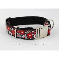 Hundehalsband, Hund, Halsband, Blumen, schwarz, rot, weiß, Blüten, silber, Hunde, Welpe, modern, 30mm, Hundebesitzer, Hundeleine, trendy Bild 1
