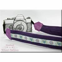 Kameragurt FUCHS in violett für Spiegelreflexkamera, Kameraband für Systemkamera Bild 1