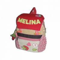 Kinderrucksack Kindergartentasche Erdbeere mit Namen für Mädchen Bild 1