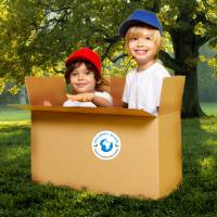 Verpackungsaufkleber: Baum - weiß | "Der Umwelt zuliebe - Versand mit gebrauchten Kartons" Bild 4