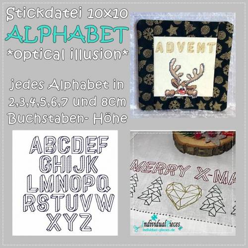 optische Illusion ALPHABET 2cm bis 8cm