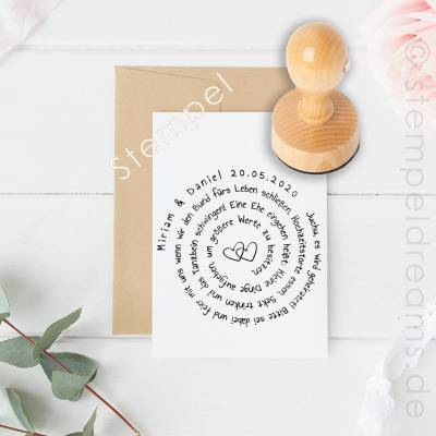 Spiraltext - Stempel - Hochzeitsstempel -  Hochzeitseinladung - Save-the-Date - Geburtstagseinladung - Holzstempel personalisiert - 352