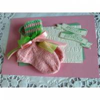Glückwunschkarte/Geldgeschenkkarte zur Geburt/Taufe, Geburtskarte mit Söckchen für ein Mädchen Bild 1