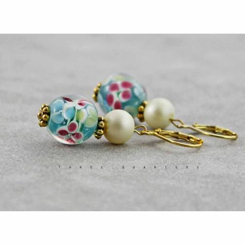 Ohrringe, Hawaii, Blumen, gold, türkis, Hochzeit, edel, elegant, romantisch, Sommer, vintage, boho, Hibiskus, Blüten, Schmuck, Braut