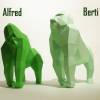 Papierskulptur Gorilla, Paperwolf DIY Bastelbogen, Statue Ausschneidebogen Papiertiere Alfred & Berti, falttier vorgeschnitten Bild 3