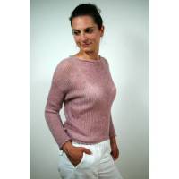 Handgefertigter Alpaka Pullover mit langen Ärmeln, Grobstrickpulli für Frauen, Rundhalspullover Bild 1