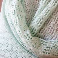 Sommer Schal mint aus Baumwolle und Merino, leichtes Lace-Tuch reine Naturfaser, zarte Stola Damen Bild 6
