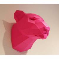 Trophäe Leopard PRECUT "The Big Five" DIY 3, Papiertrophäe, Pink Panther, viele Farben möglich Bild 1