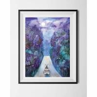 Nachtweg  Hase im Wald  Digitaldruck A4, 300 g/m2 Bild 1