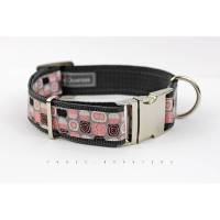 Hundehalsband, Hund, Muster, rosa, grau, weiß, Halsband, Hund, Welpe, schwarz, silber, Haustier, modern, trendy, bunt, boho Bild 1