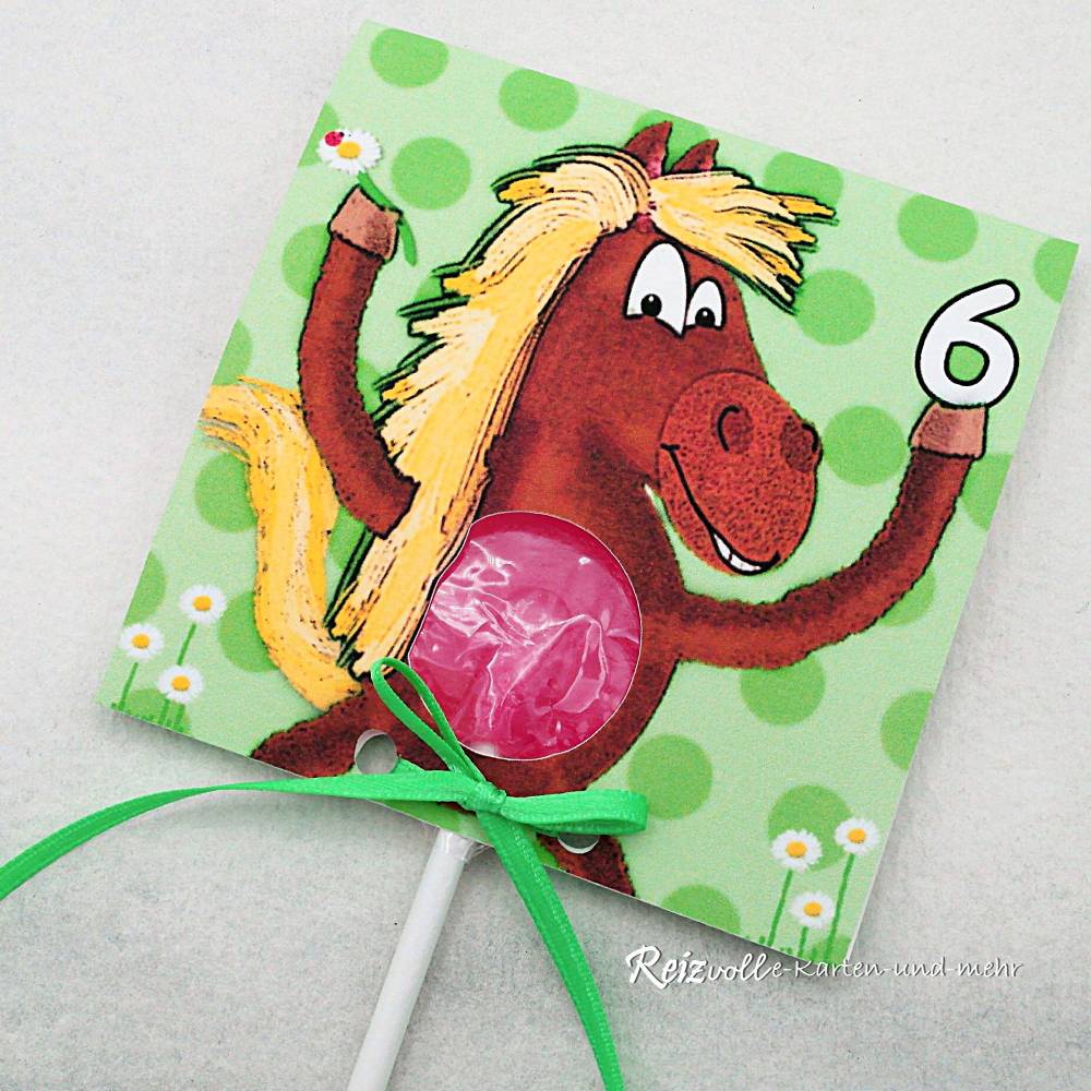 Kindergeburtstag Geburtstag Lolli-Einladung Pferd Bild 1