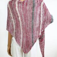 Hautfreundliches Tuch aus Baumwollmix mit Streifen, zeitloses Dreiecktuch rot grau off-white, gestricktes Halstuch Bild 7
