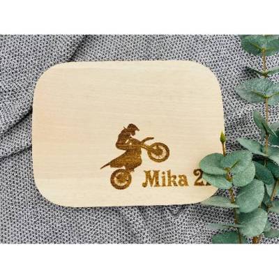 Brett Frühstücksbrett Schneidebrett Geschenk Geburtstag Weihnachten Küche Junge Mädchen Motorrad Motorcross Sport Name