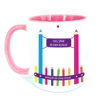 Tasse Schulkind mit Namen, personalisierte Geschenke zum Schulanfang, rosa Bild 3