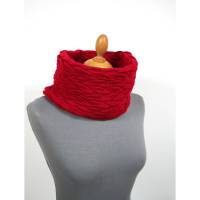 Roter Rundschal aus reiner Wolle mit Strukturmuster, Damen Loop Winterschal, Weihnachtsgeschenk Frau Bild 1