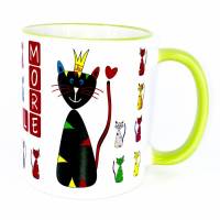 Tassse für Katzen-Liebhaber, Motiv More Cats, grün Bild 1