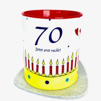 Tasse 70. Geburtstag, 3-teiliges Geschenk-Set Bild 1