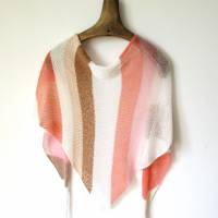 Sommerliches Stricktuch für Frauen in hellen Farben, Dreiecksschal aus Baumwolle und Seide, weiß rose nougat braun Bild 4