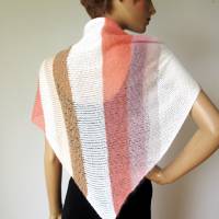Sommerliches Stricktuch für Frauen in hellen Farben, Dreiecksschal aus Baumwolle und Seide, weiß rose nougat braun Bild 8