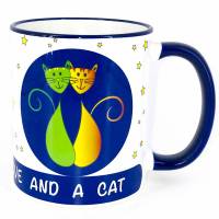 Tasse mit Katze, Kaffee-Becher mit Katzenmotiv - Tasse Cats & Stars Bild 1