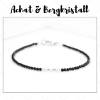 Edelstein Armband Achat und Bergkristall 2 + 3 mm, schwarz, 925 silber, Bild 1