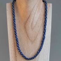 Glasperlenkette gehäkelt, Häkelkette königsblau, 54 cm, Rocailles + Stiftperlen, Halskette, Schmuck, Magnetverschluss Bild 2