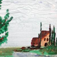 Acrylbild DER OLIVENBAUM Acrylmalerei auf einem ovalen Keilrahmen Landschaftsmalerei Bild 5