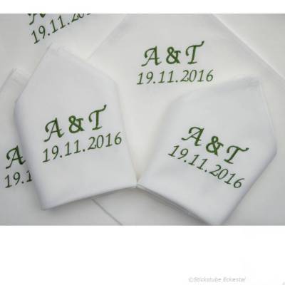 Stoffservietten Initialen und Datum