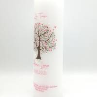 Taufkerze personalisiert mit Namen Datum und Taufspruch "Baum rosa", Junge/ Mädchen Bild 3