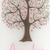 Taufkerze personalisiert mit Namen Datum und Taufspruch "Baum rosa", Junge/ Mädchen Bild 4