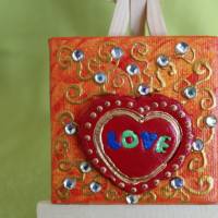 Minibild LOVE Acrylmalerei Keilrahmen Staffelei Geschenk zu Muttertag Valentinstag für Verliebte Bild 1