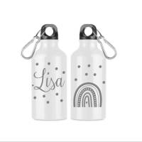 Trinkflasche personalisiert mit Namen Kindergarten Flasche mit Karabiner Aluminium 400ml Geschenk Schule Geburtstag  Bild 1