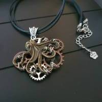 Steampunk Kraken Kette mit Zahnräder und Draht/ Oktopus Anhänger/ Handgemachte Halskette Bild 1