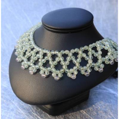 Collier aus Prehnit umnd Rosenquarz