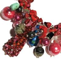 Halskette rot pink bunt Unikat Stickperle aus Glas mit Koralle Bettelkette handmade Geschenk für sie Bild 5