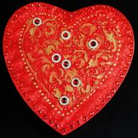 Acrylbild BAROCK IN ROT Herzbild Geschenk zu Valentinstag Muttertag Acrylbild Collage Bild auf herzförmigem Keilrahmen Bild 1