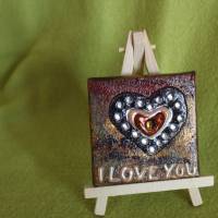 Minibild I LOVE YOU Acrylmalerei Keilrahmen Staffelei Geschenk zu Muttertag Valentinstag für Verliebte Bild 3