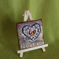 Minibild I LOVE YOU Acrylmalerei Keilrahmen Staffelei Geschenk zu Muttertag Valentinstag für Verliebte Bild 5
