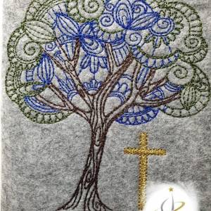 Gotteslobhülle, Hülle Gotteslob, Einband Kommunion 2023 Lebensbaum blau personalisierbar Bild 2