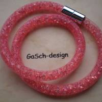 Tolle Netzschlauchkette * gefüllt mit pinkfarbenen Acryl Chatons Bild 1