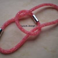 Tolle Netzschlauchkette * gefüllt mit pinkfarbenen Acryl Chatons Bild 2