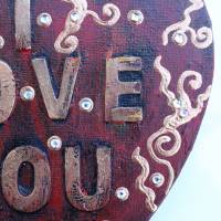 Herz Herzbild I LOVE YOU  Geschenk zu Valentinstag Muttertag Acrylbild Collage auf herzförmigem Keilrahmen Bild 7