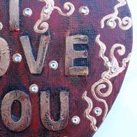 Herz Herzbild I LOVE YOU  Geschenk zu Valentinstag Muttertag Acrylbild Collage auf herzförmigem Keilrahmen Bild 8