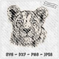 Plotterdatei - Großkatze - Löwin - SVG - DXF - Datei - Mithstoff