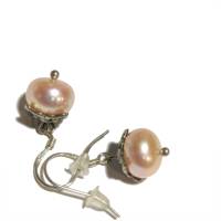 Perlenohrringe Ohrhänger pastell apricot peach handgemacht an 925er Silber Ohrringe Bild 3