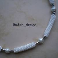 Häkelkette, gehäkelte Perlenkette * Weißes Wunder Bild 2