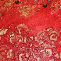 Acrylbild BAROCKHERZ Gemälde Malerei rundes Gemälde Geschenk rotes Bild abstrakte Kunst Acrylmalerei Herz Bild 3