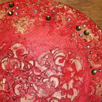 Acrylbild BAROCKHERZ Gemälde Malerei rundes Gemälde Geschenk rotes Bild abstrakte Kunst Acrylmalerei Herz Bild 6