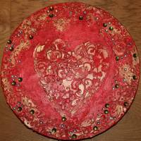 Acrylbild BAROCKHERZ Gemälde Malerei rundes Gemälde Geschenk rotes Bild abstrakte Kunst Acrylmalerei Herz Bild 8