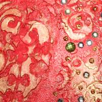 Acrylbild BAROCKHERZ Gemälde Malerei rundes Gemälde Geschenk rotes Bild abstrakte Kunst Acrylmalerei Herz Bild 9